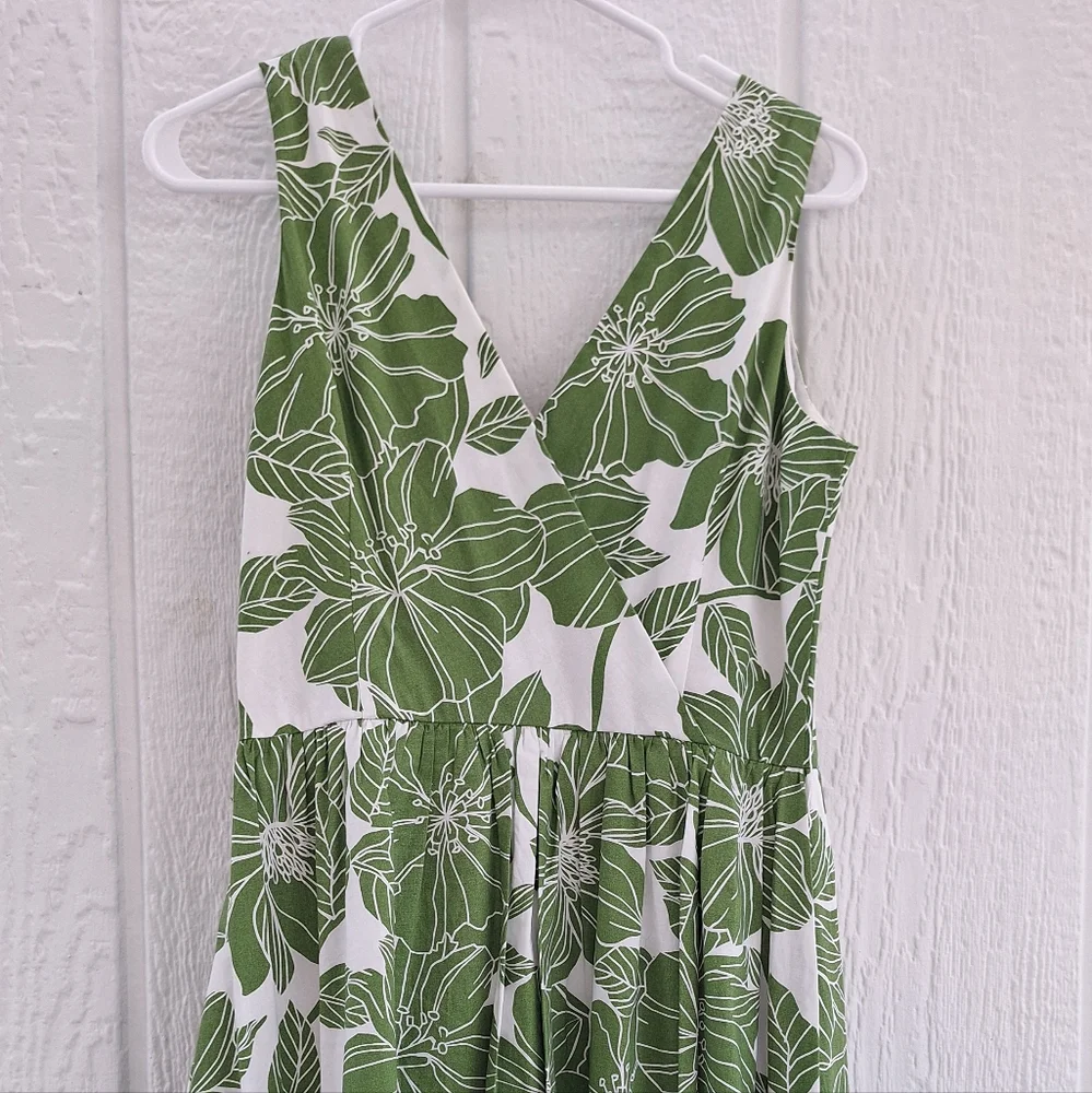 Jessica Howard Green and White Floral Sleeveless Dress Women's Size 10P - Picture 11 of 13